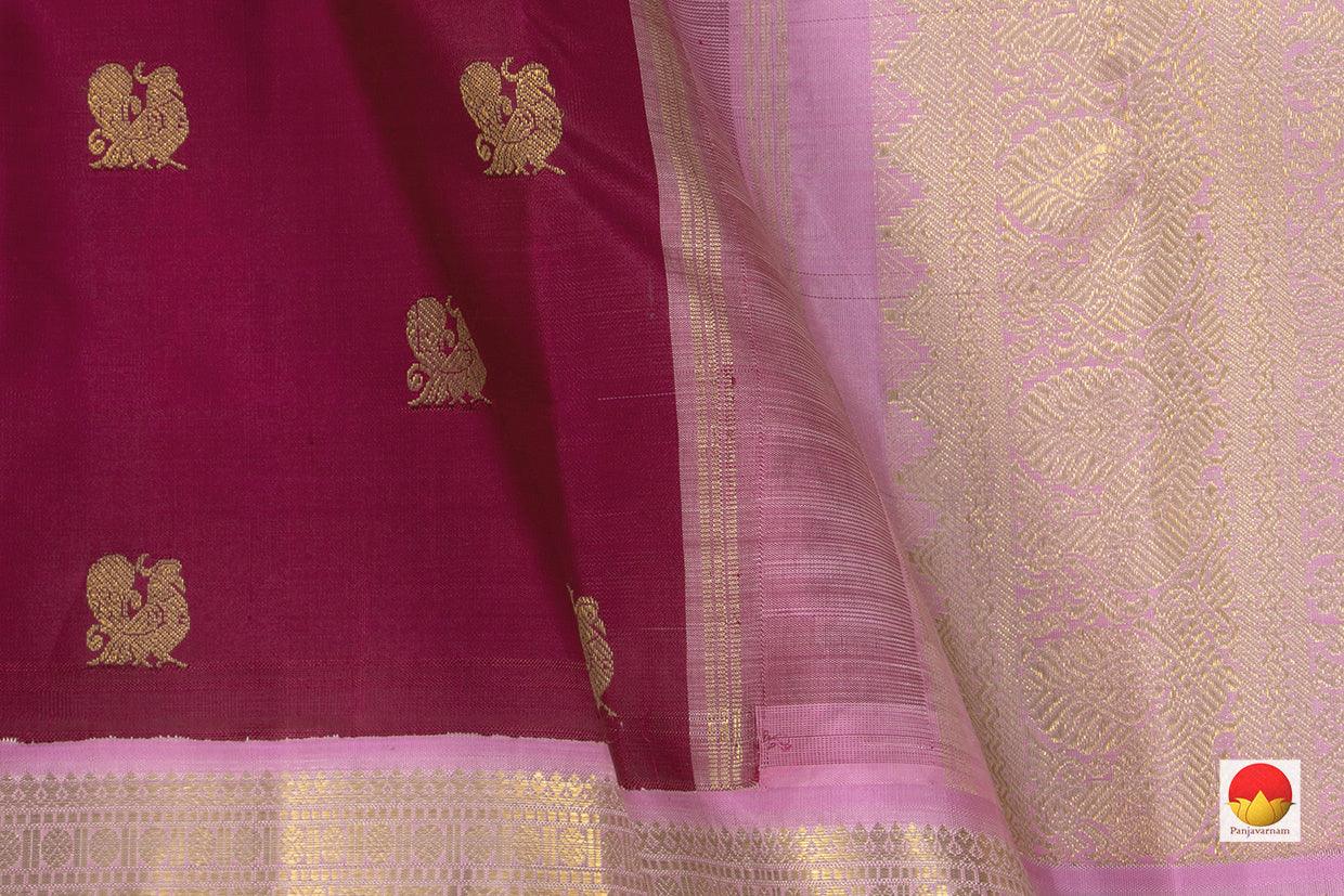 Wine And Pink Kanchipuram Silk Saree Handwoven Pure Silk Pure Zari For Wedding Wear PV NYC 790 - Silk Sari - Panjavarnam PV NYC 790