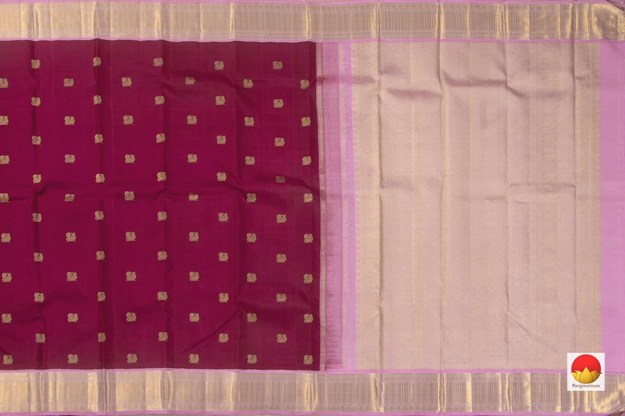 Wine And Pink Kanchipuram Silk Saree Handwoven Pure Silk Pure Zari For Wedding Wear PV NYC 790 - Silk Sari - Panjavarnam PV NYC 790