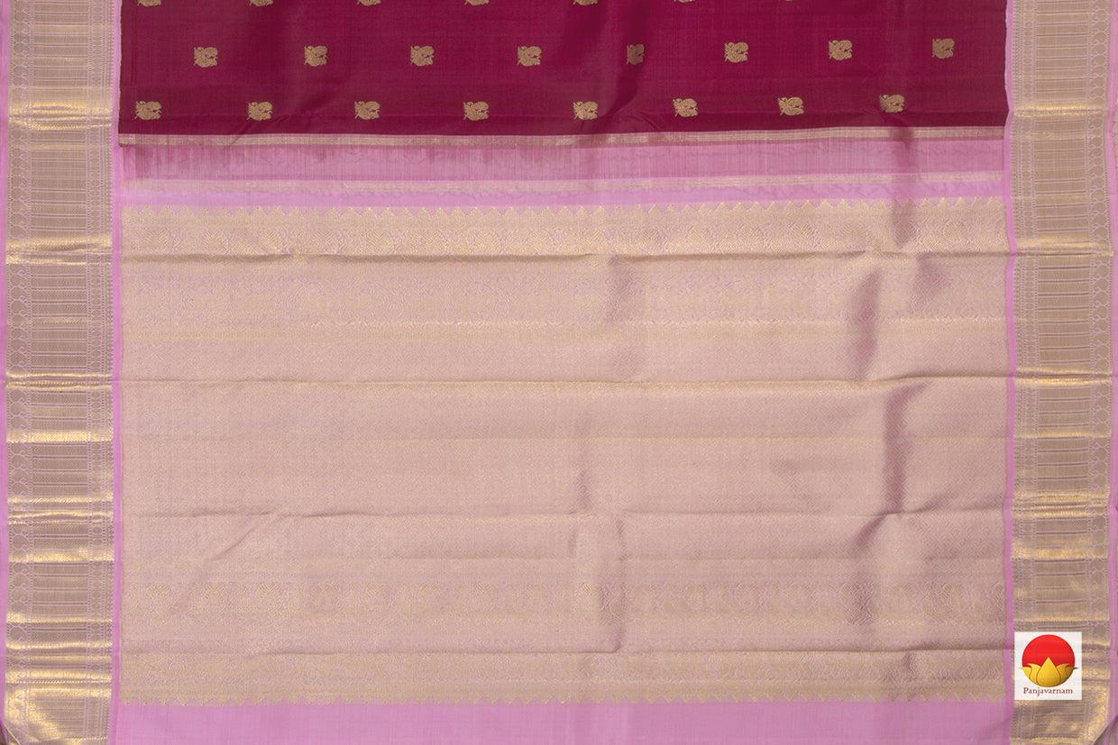 Wine And Pink Kanchipuram Silk Saree Handwoven Pure Silk Pure Zari For Wedding Wear PV NYC 790 - Silk Sari - Panjavarnam PV NYC 790