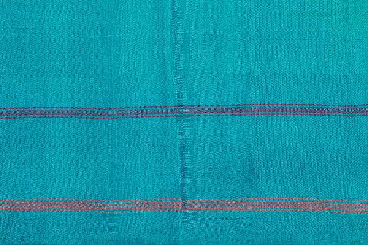 Yellow And Blue Temple Border Kanchipuram Silk Saree Light Weight For Festive Wear PV KNN 239 - Silk Sari - Panjavarnam PV KNN 239