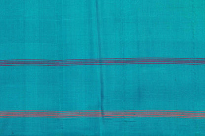 Yellow And Blue Temple Border Kanchipuram Silk Saree Light Weight For Festive Wear PV KNN 239 - Silk Sari - Panjavarnam PV KNN 239
