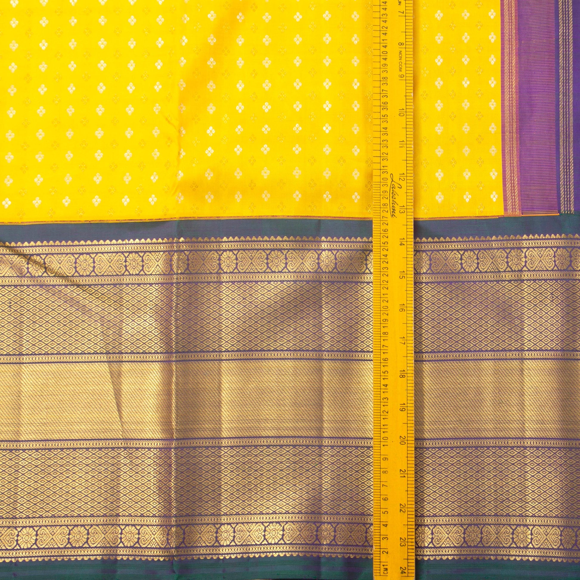 Yellow And Green Kanchipuram Silk Saree For Wedding Wear PV NYC 1396 - Silk Sari - Panjavarnam PV NYC 1396