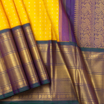 Yellow And Green Kanchipuram Silk Saree For Wedding Wear PV NYC 1396 - Silk Sari - Panjavarnam PV NYC 1396