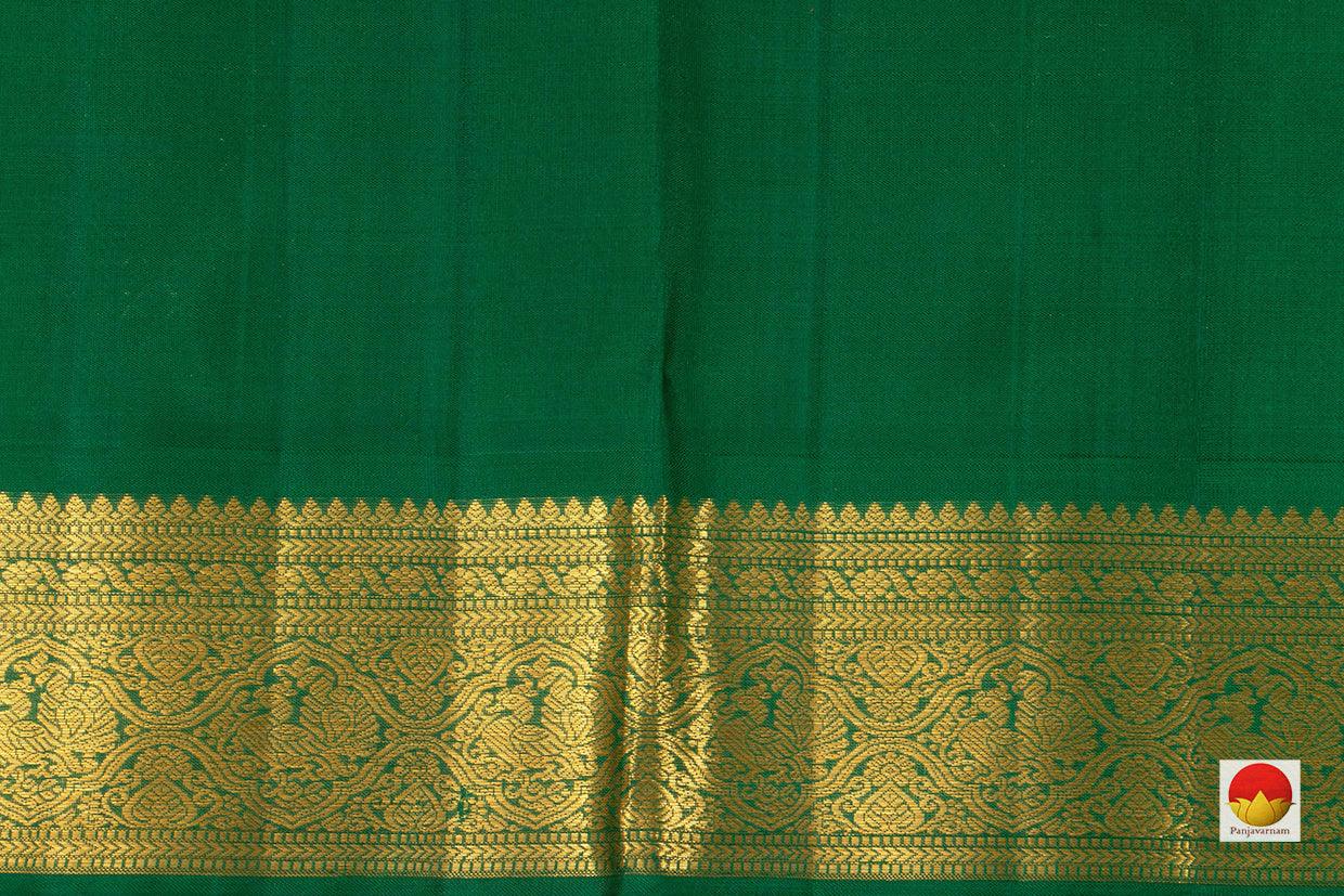 Yellow And Green Kanchipuram Silk Saree With Korvai Contrast Border Handwoven Pure Silk Pure Zari For Festive Wear PV NYC 778 - Silk Sari - Panjavarnam PV NYC 778