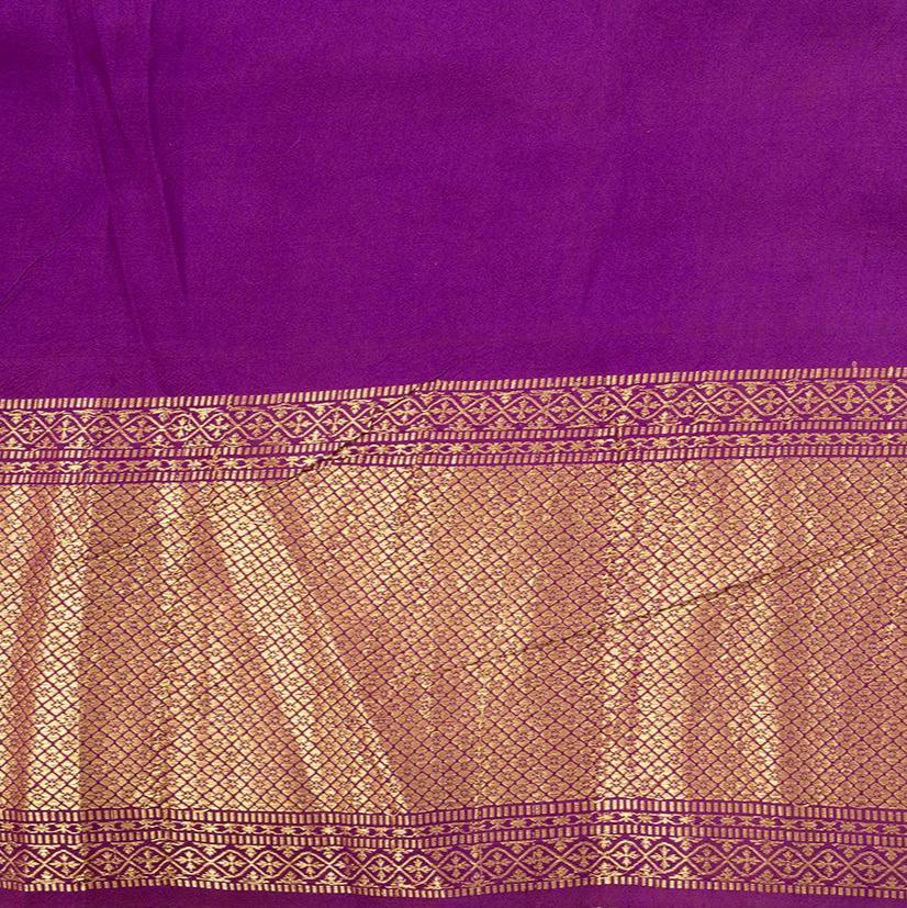 Yellow And Magenta Handpainted Kalamkari Kanchipuram Silk Saree Krishna Leela Theme Pure Zari PKK 15 - Kalamkari Silk - Panjavarnam PKK 15