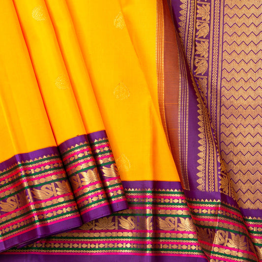 Yellow And Magenta Kanchipuram Silk Saree For Wedding Wear PV NYC 1517 - Silk Sari - Panjavarnam PV NYC 1517