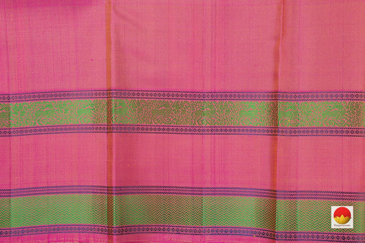 Yellow And Pink Kanchipuram Silk Saree Handwoven Pure Silk No Zari For Festive Wear PV RM NZ 435 - Silk Sari - Panjavarnam