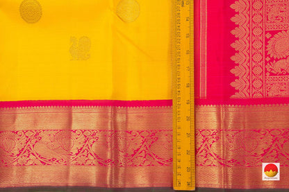 Yellow And Pink Kanchipuram Silk Saree Handwoven Pure Silk Pure Zari For Wedding Wear PV NYC 799 - Silk Sari - Panjavarnam PV NYC 799