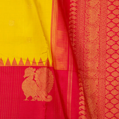 Yellow And Red Kanchipuram Silk Saree For Wedding Wear PV NYC 1535 - Silk Sari - Panjavarnam PV NYC 1535