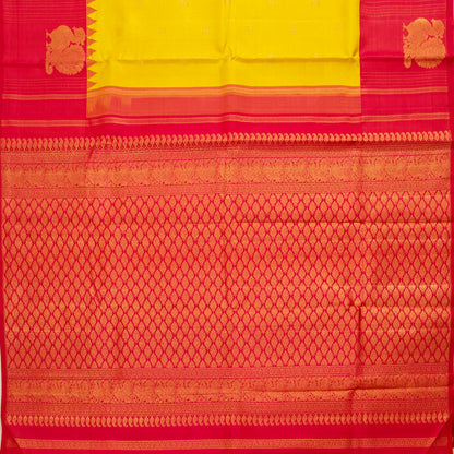 Yellow And Red Kanchipuram Silk Saree For Wedding Wear PV NYC 1535 - Silk Sari - Panjavarnam PV NYC 1535