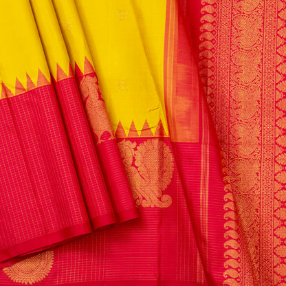 Yellow And Red Kanchipuram Silk Saree For Wedding Wear PV NYC 1535 - Silk Sari - Panjavarnam PV NYC 1535