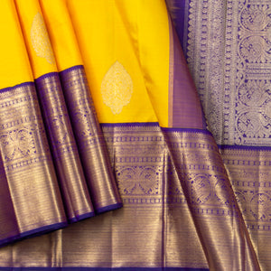 Yellow And Violet Kanchipuram Silk Saree For Wedding Wear PV NYC 1481 - Silk Sari - Panjavarnam PV NYC 1481