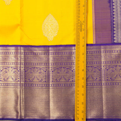 Yellow And Violet Kanchipuram Silk Saree For Wedding Wear PV NYC 1481 - Silk Sari - Panjavarnam PV NYC 1481