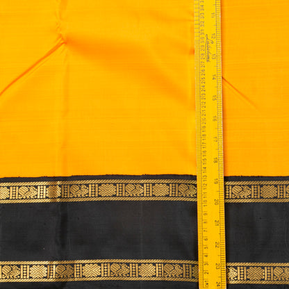 Yellow, black and pink Kanchipuram Silk Saree Ganga Jamuna Border For Festive Wear PV NYC 1525 - Silk Sari - Panjavarnam PV NYC 1525
