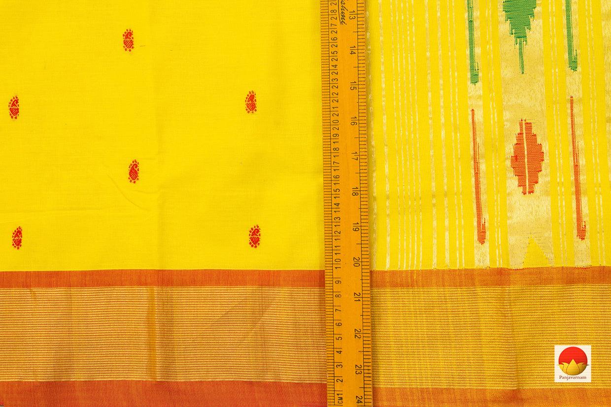 Yellow Handwoven Paithani Cotton Saree For Festive Wear PV MG 101 - Paithani Saree - Panjavarnam PV MG 101