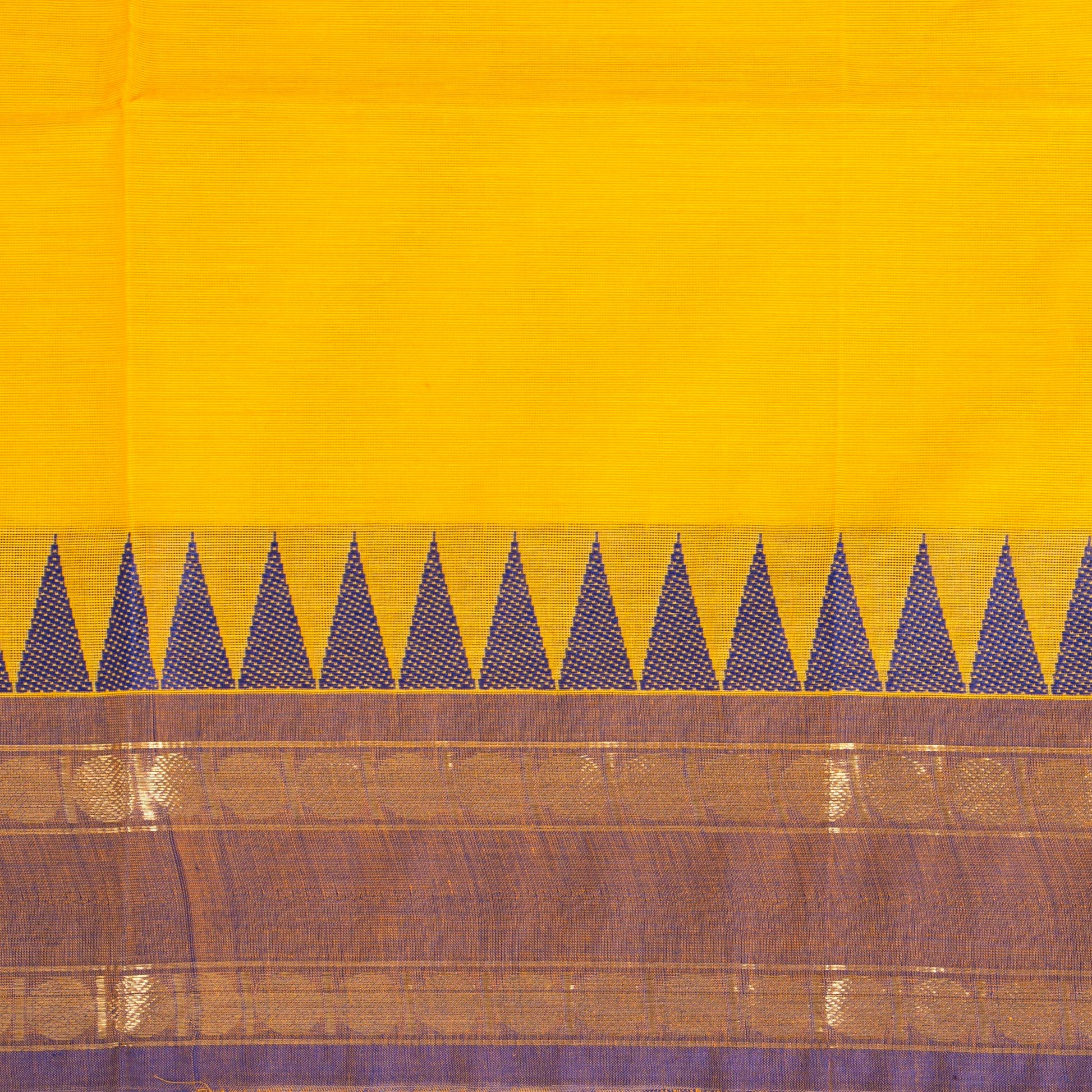 Yellow Kanchi Cotton Saree Ganga Jamuna Border PV MM KC 110 - Cotton Saree - Panjavarnam PV MM KC 110