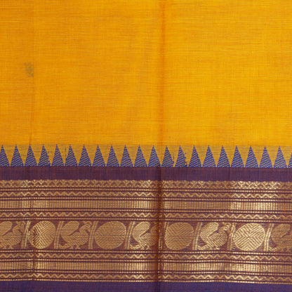 Yellow Kanchi Cotton Saree Ganga Jamuna Border PV MM KC 175 - Cotton Saree - Panjavarnam PV MM KC 175