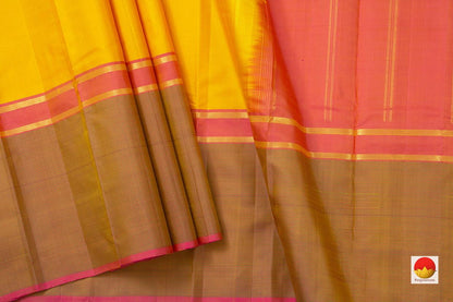 Yellow Kanchipuram Silk Saree Handwoven Pure Silk For Festive Wear PV KNN 118 - Silk Sari - Panjavarnam PV KNN 118