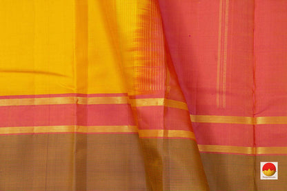 Yellow Kanchipuram Silk Saree Handwoven Pure Silk For Festive Wear PV KNN 118 - Silk Sari - Panjavarnam PV KNN 118