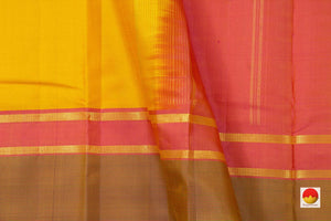 Yellow Kanchipuram Silk Saree Handwoven Pure Silk For Festive Wear PV KNN 118 - Silk Sari - Panjavarnam PV KNN 118