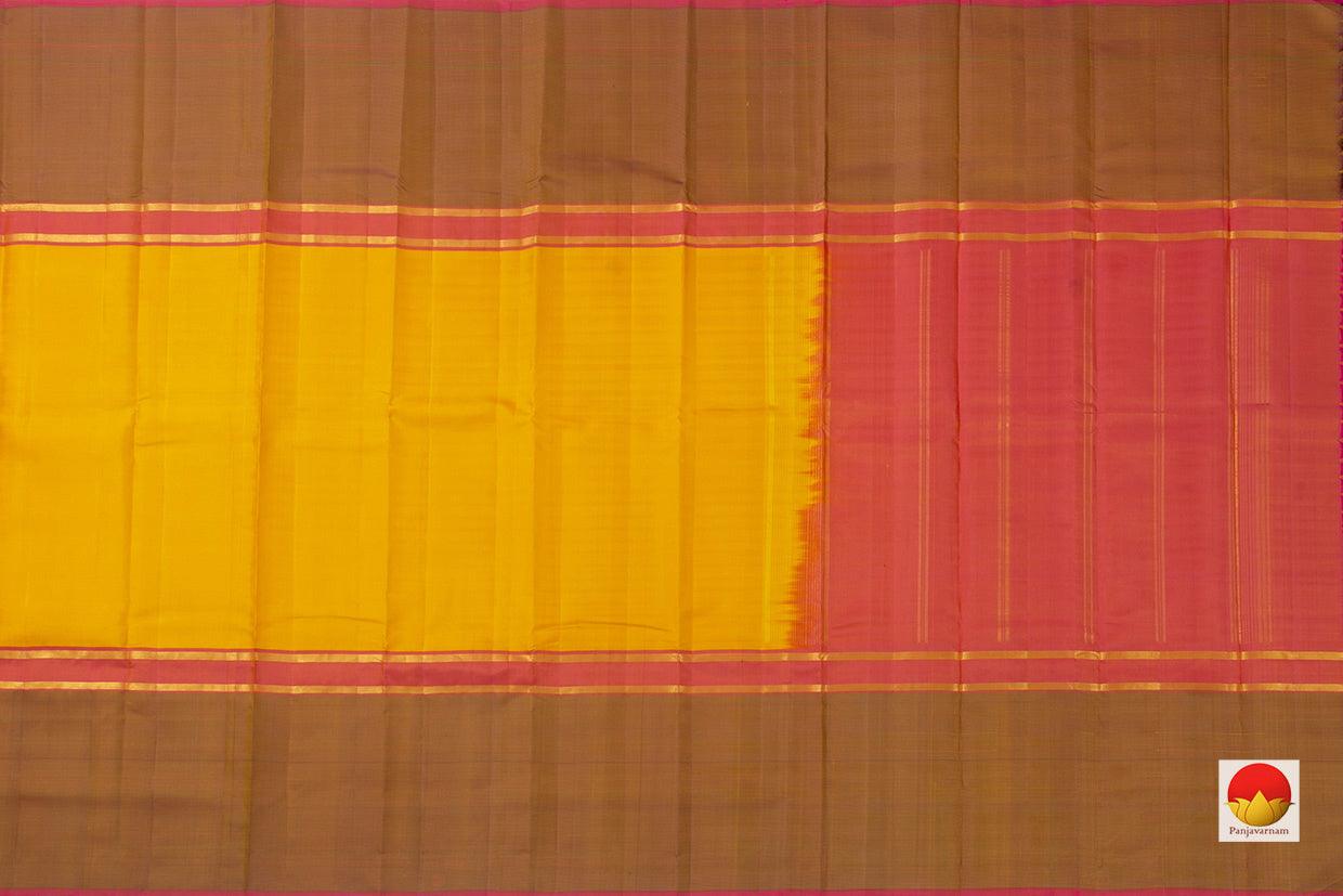 Yellow Kanchipuram Silk Saree Handwoven Pure Silk For Festive Wear PV KNN 118 - Silk Sari - Panjavarnam PV KNN 118