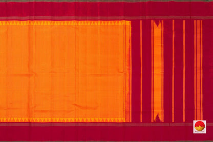 Yellow Kanchipuram Silk Saree Handwoven Pure Silk Khasa Khasa Checks Temple Border No Zari PV KNN 187 - Silk Sari - Panjavarnam PV KNN 187