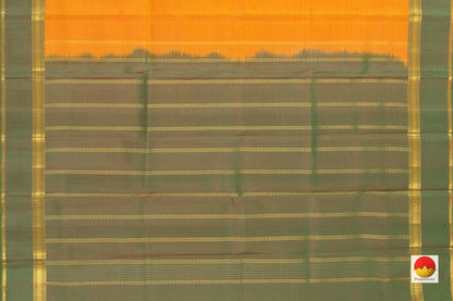 Yellow Kanchipuram Silk Saree Handwoven Pure Silk Light Weight With Medium Border Office Wear PV KNN 173 - Silk Sari - Panjavarnam