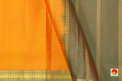 Yellow Kanchipuram Silk Saree Handwoven Pure Silk Light Weight With Medium Border Office Wear PV KNN 173 - Silk Sari - Panjavarnam PV KNN 173