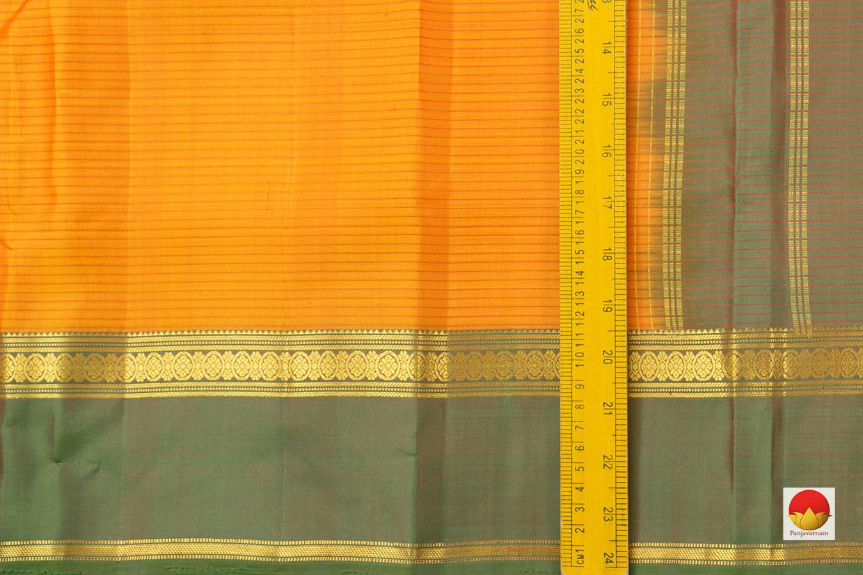 Yellow Kanchipuram Silk Saree Handwoven Pure Silk Light Weight With Medium Border Office Wear PV KNN 173 - Silk Sari - Panjavarnam PV KNN 173