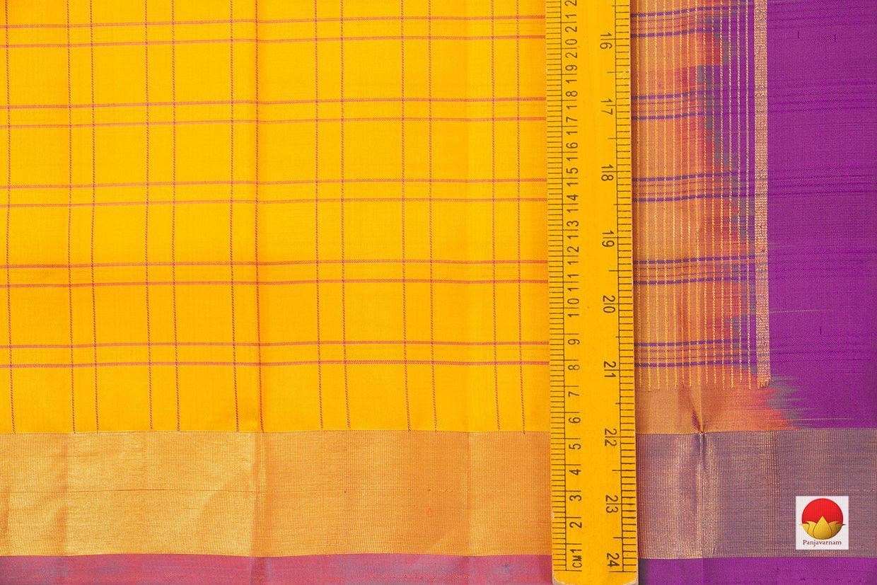 Yellow Kanchipuram Silk Saree Handwoven Pure Silk Light Weight With Small Border Office Wear PV KNN 169 - Silk Sari - Panjavarnam PV KNN 169