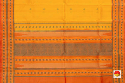 Yellow Kanchipuram Silk Saree Handwoven Pure Silk No Zari For Festive Wear PV RM NZ 439 - Silk Sari - Panjavarnam