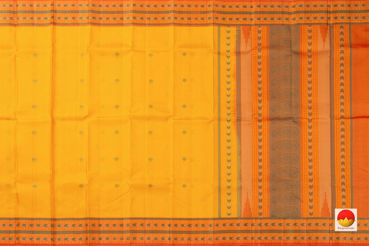 Yellow Kanchipuram Silk Saree Handwoven Pure Silk No Zari For Festive Wear PV RM NZ 439 - Silk Sari - Panjavarnam PV RM NZ 439