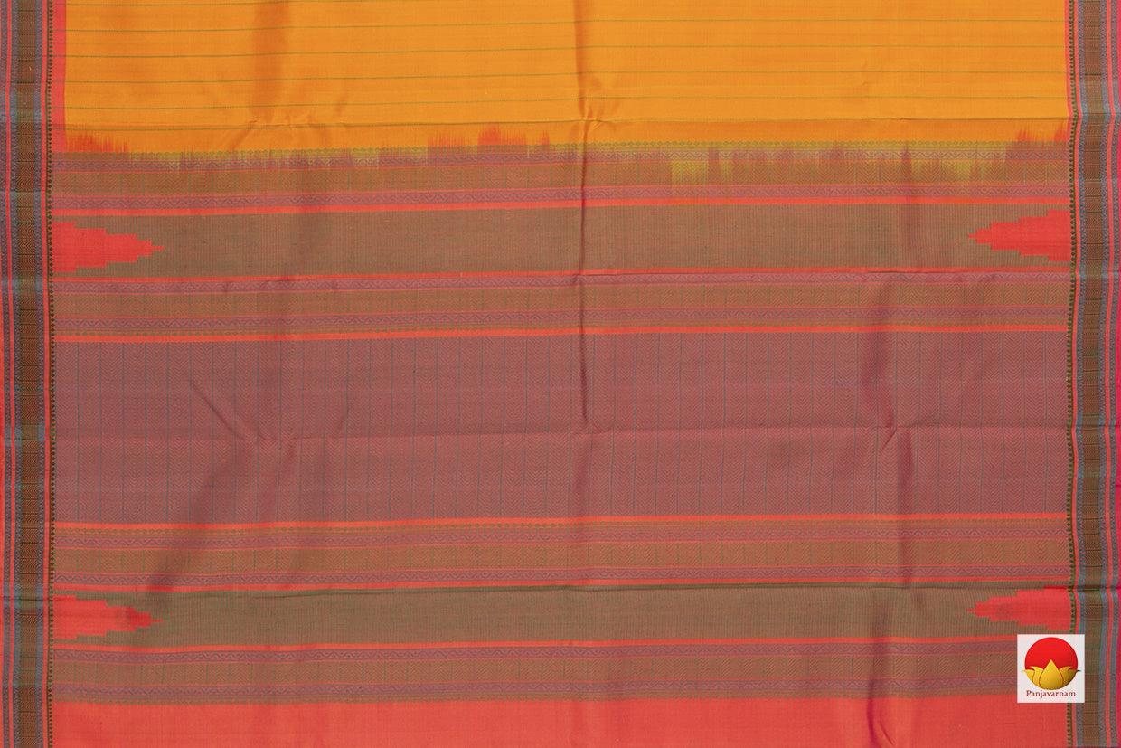 Yellow Kanchipuram Silk Saree Handwoven Pure Silk No Zari For Festive Wear PV RM NZ 441 - Silk Sari - Panjavarnam
