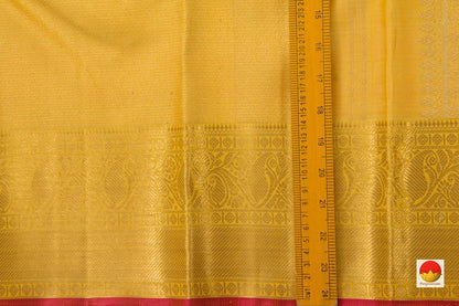 Yellow Kanchipuram Silk Saree Handwoven Pure Silk Pure Zari For Wedding Wear PV NYC 755 - Silk Sari - Panjavarnam PV NYC 755