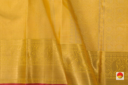 Yellow Kanchipuram Silk Saree Handwoven Pure Silk Pure Zari For Wedding Wear PV NYC 755 - Silk Sari - Panjavarnam PV NYC 755