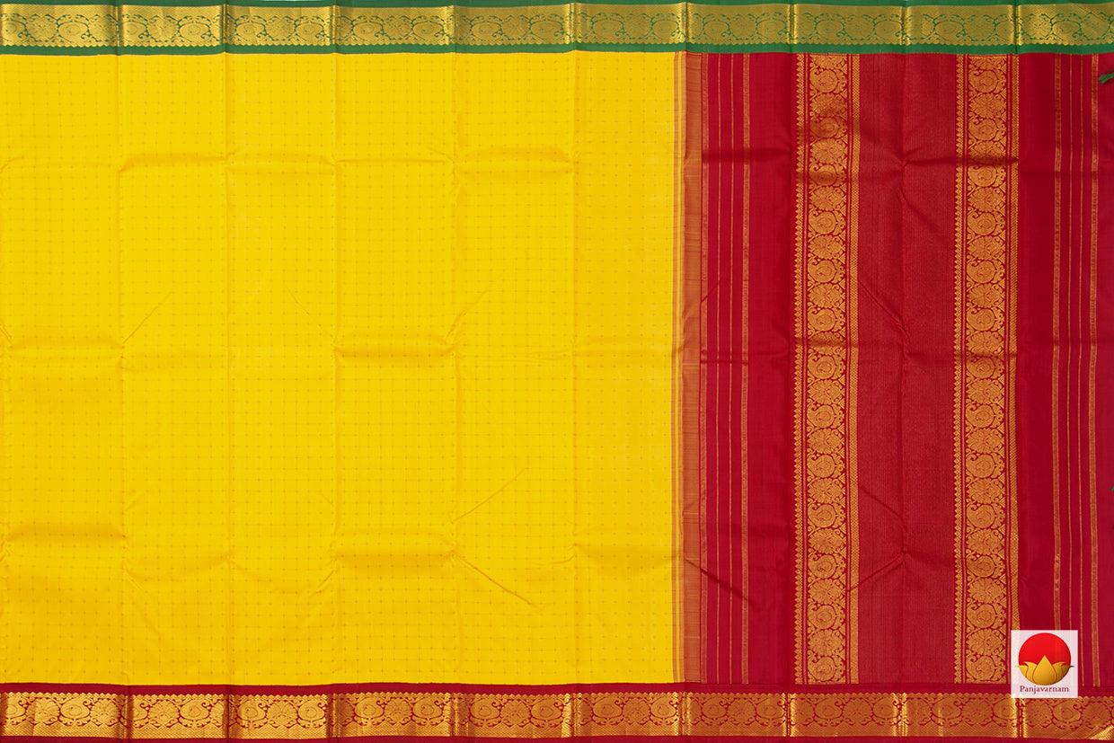 Yellow Kanchipuram Silk Saree With Ganga Jamuna Border Handwoven Pure Silk For Festive Wear PV NYC 1063 - Silk Sari - Panjavarnam PV NYC 1063