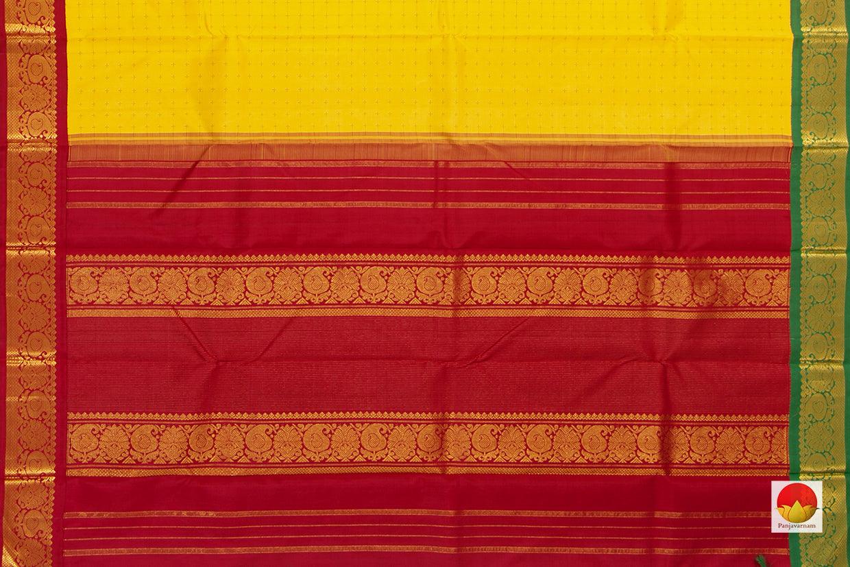 Yellow Kanchipuram Silk Saree With Ganga Jamuna Border Handwoven Pure Silk For Festive Wear PV NYC 1063 - Silk Sari - Panjavarnam PV NYC 1063