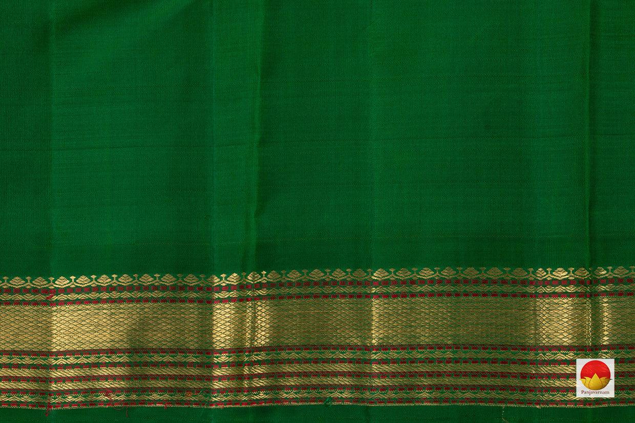 Yellow Kanchipuram Silk Saree With Green Contrast Korvai Border Handwoven Pure Silk Pure Zari For Wedding Wear PV NYC 658 - Silk Sari - Panjavarnam PV NYC 658