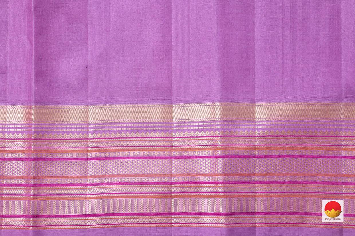 Yellow Kanchipuram Silk Saree With Lavender Border Handwoven Pure Silk Pure Zari For Wedding Wear PV NYC 919 - Silk Sari - Panjavarnam PV NYC 919