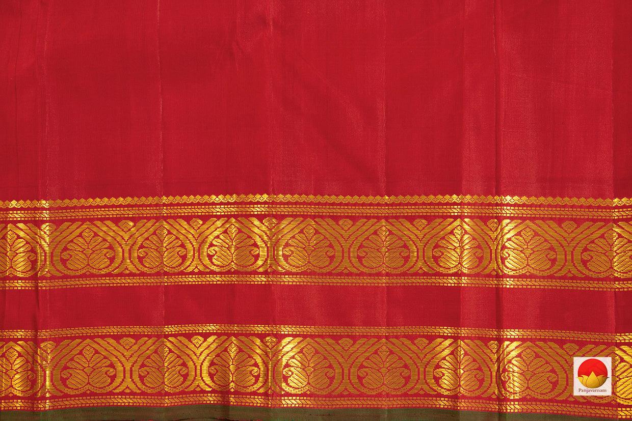 Yellow Kanchipuram Silk Saree With Red Korvai Rettai Pettu Border Handwoven Pure Silk Pure Zari For Weddings - PV J 7226 - Silk Sari - Panjavarnam