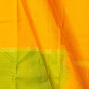 Yellow, Peach And Green Mubbagam Kanchipuram Silk Saree For Festive Wear PV 2044 - Silk Sari - Panjavarnam PV 2044