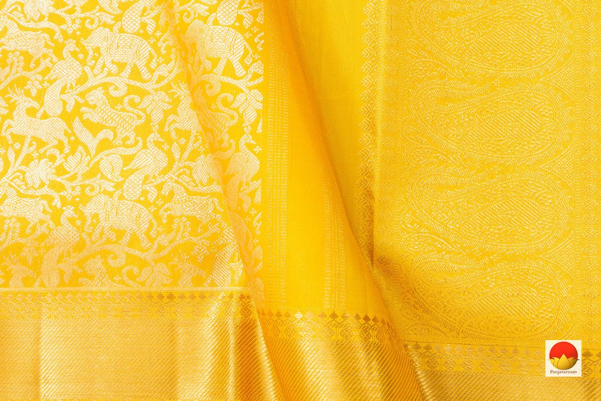 Yellow Vanasingaram Kanchipuram Silk Saree Handwoven Pure Silk Pure Zari For Wedding Wear PV NYC 954 - Silk Sari - Panjavarnam PV NYC 954