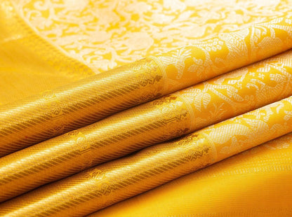 Yellow Vanasingaram Kanchipuram Silk Saree Handwoven Pure Silk Pure Zari For Wedding Wear PV NYC 954 - Silk Sari - Panjavarnam PV NYC 954