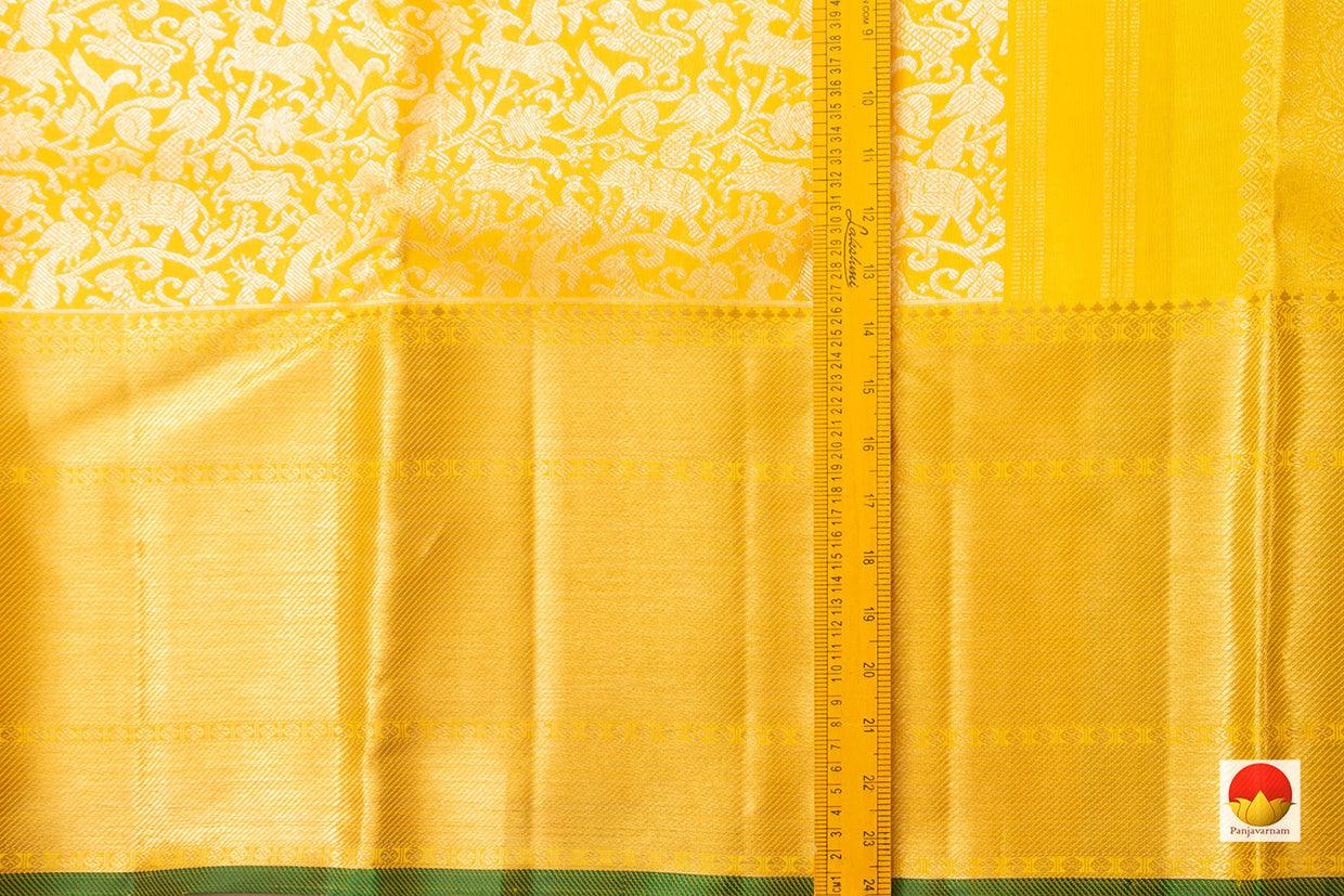 Yellow Vanasingaram Kanchipuram Silk Saree Handwoven Pure Silk Pure Zari For Wedding Wear PV NYC 954 - Silk Sari - Panjavarnam PV NYC 954