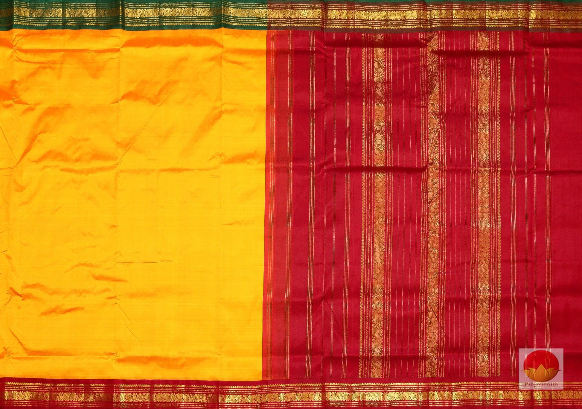 9 Yards - Ganga Jamuna Handwoven Pure Silk Kanjivaram Saree - Pure Zari - PV G 1014 Archives - 9 yards silk saree - Panjavarnam