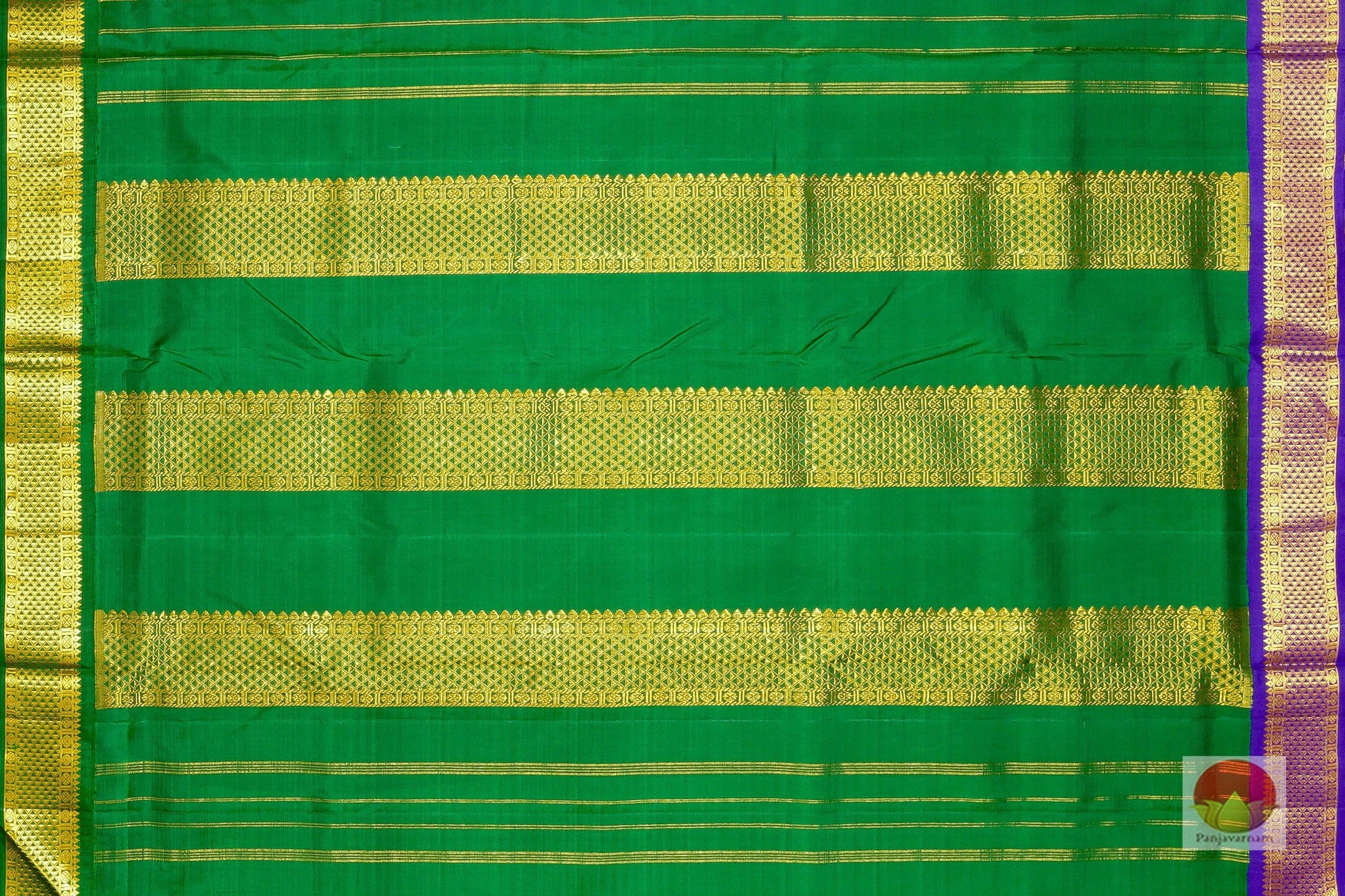 9 Yards - Ganga Jamuna Handwoven Pure Silk Kanjivaram Saree - Pure Zari - PV NY G 1006 - Silk Sari - Panjavarnam