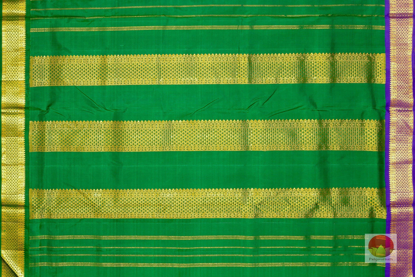 9 Yards - Ganga Jamuna Handwoven Pure Silk Kanjivaram Saree - Pure Zari - PV NY G 1006 - Silk Sari - Panjavarnam PV NY G1006