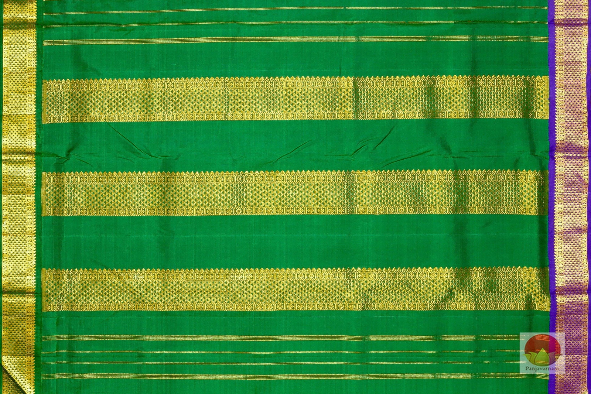 9 Yards - Ganga Jamuna Handwoven Pure Silk Kanjivaram Saree - Pure Zari - PV NY G 1006 - Silk Sari - Panjavarnam PV NY G1006