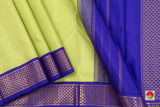 9 Yards - Kanchipuram Silk Saree - Handwoven Pure Silk - Ganga Jamuna Border - PV NYC 31 - 9 yards silk saree - Panjavarnam