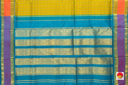9 Yards - Kanchipuram Silk Saree - Handwoven Pure Silk - Pure Zari - PV TVS 32 - 9 yards silk saree - Panjavarnam